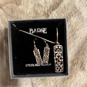 Vintage BARSE Necklace Pendant Earrings Set 925 Sterling Silver jewelry